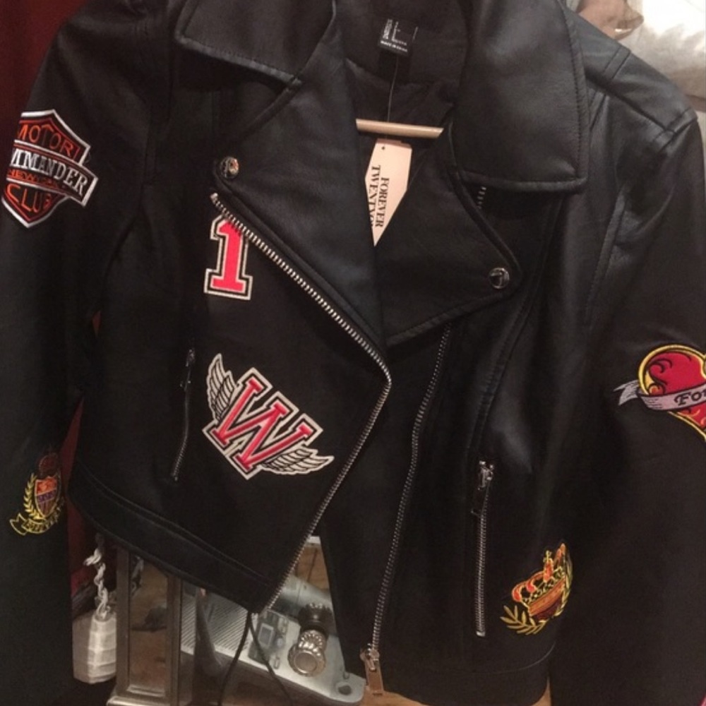 Patch Leather Jacket - image 1
